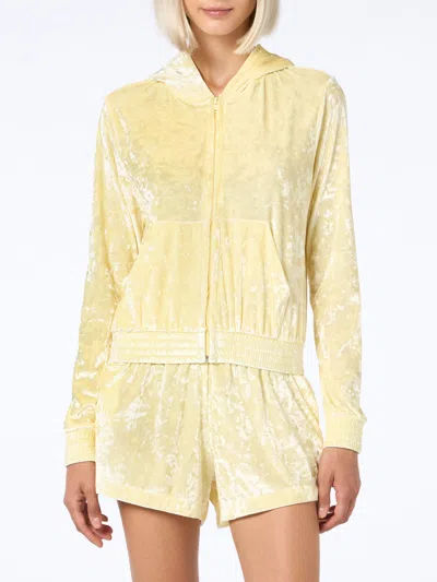 Mc2 Saint Barth Woman Pale Yellow Chenille Zipped Hoodie Jasmine
