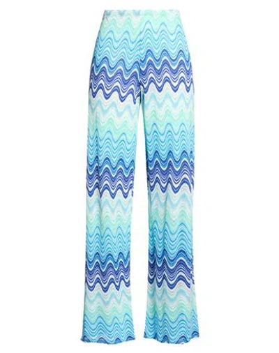 Mc2 Saint Barth Woman Pants Blue Size L Polyester, Cotton, Viscose, Polyamide