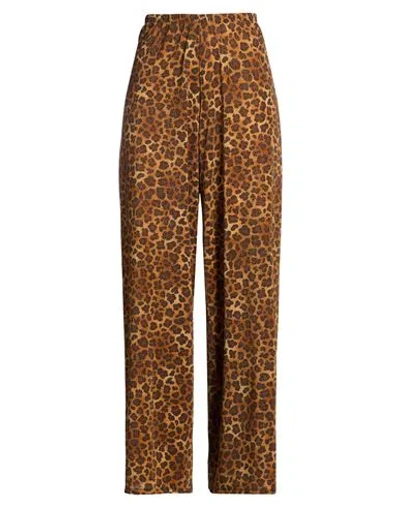 Mc2 Saint Barth Woman Pants Brown Size M Viscose, Polyester, Polyamide, Elastane In Animal Print