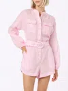 Mc2 Saint Barth Woman Pink Linen Playsuit Hanniel In Pink
