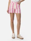 Mc2 Saint Barth Woman Pink Striped Print Denim Bermuda Cancun In Pink