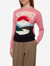 Mc2 Saint Barth Woman Pink Sweater New Queen St. Moritz Postcard Print In Pink