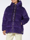 Mc2 Saint Barth Woman Purple Corduroy Down Padded Jacket With Hoodie In Pink