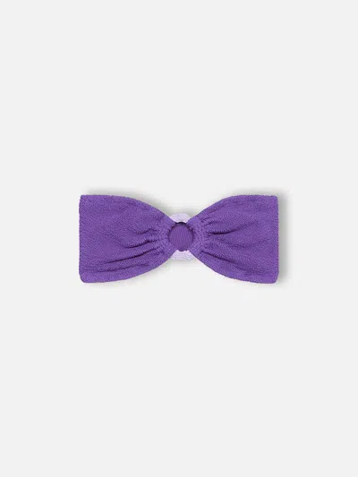 Mc2 Saint Barth Woman Purple Crinkle Bandeau Top Swimsuit Yulia In Pink