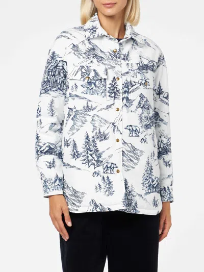 Mc2 Saint Barth Woman Quilted Padded Jacket With Bandanna Print In White