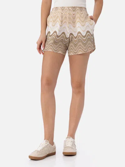 Mc2 Saint Barth Woman Rachel Knit Fabric Pull Up Shorts Meave In Beige