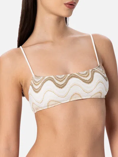 Mc2 Saint Barth Woman Raschel Knit Bralette Sadie In Beige