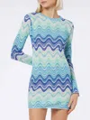 Mc2 Saint Barth Woman Raschel Knit Light Blue Short Dress Imany In Blue