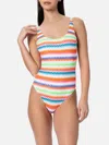 Mc2 Saint Barth Woman Raschel Knit Scoopback One Piece Swimsuit Lora In Multicolor