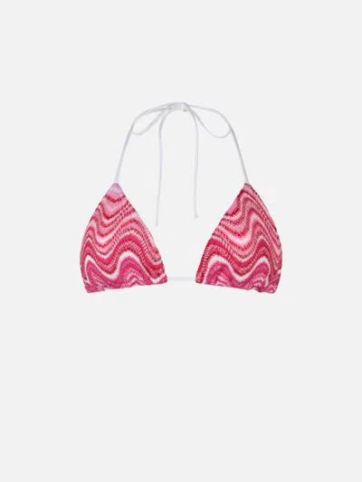 Mc2 Saint Barth Woman Raschel Knit Triangle Top Swimsuit Leah In Pink