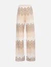 Mc2 Saint Barth Woman Raschel Knit Wide-leg Off-white Trousers Amalia In Beige