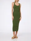 Mc2 Saint Barth Woman Ribbed Cotton Jersey Tank Dress Jennifer In Green