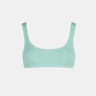 Mc2 Saint Barth Woman Sage Crinkle Bralette Top Swimsuit In Green