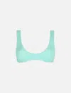 Mc2 Saint Barth Woman Sage Green Tiny Crinkle Bralette Pamy In Green