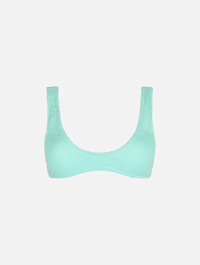 Mc2 Saint Barth Woman Sage Green Tiny Crinkle Bralette Pamy