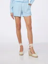 Mc2 Saint Barth Woman Sangallo Cotton Pull Up Shorts Meave In Sky