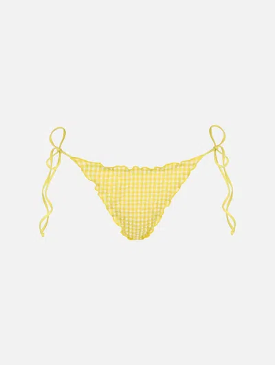 Mc2 Saint Barth Woman Seersucker Cheeky Swim Briefs Miami In Yellow