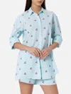 Mc2 Saint Barth Woman Seersucker Cotton Shirt Brigitte With Cherry Patches In Green