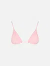 Mc2 Saint Barth Woman Seersucker Gingham Triangle Top In Pink