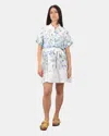 Mc2 Saint Barth Woman Short Dress - Flower Blue Linen 01 In Blue