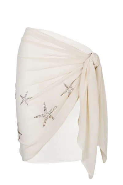 Mc2 Saint Barth Woman Short Sarong Georgette Starfish Strass