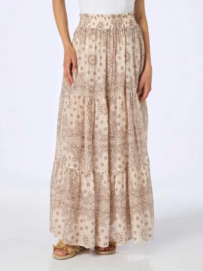 MC2 SAINT BARTH WOMAN SILK VOILE PLEATED LONG SKIRT CHEYENNE