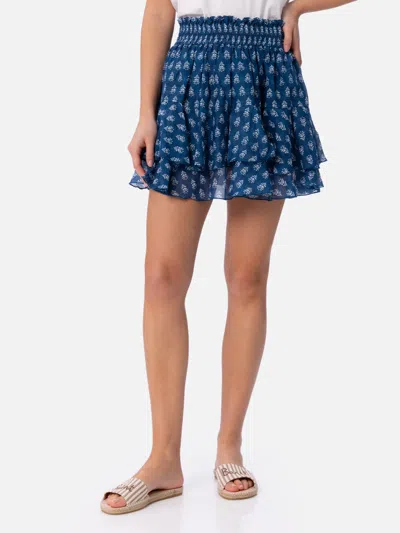 Mc2 Saint Barth Woman Silk Voile Ruffled Mini Skirt Eivissa In Blue