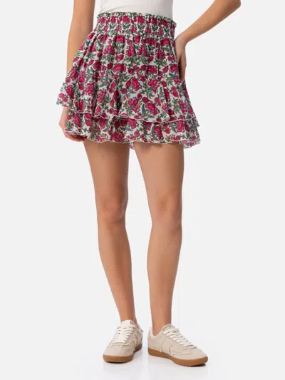 Mc2 Saint Barth Woman Silk Voile Ruffled Mini Skirt Eivissa In White