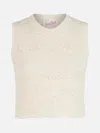Mc2 Saint Barth Woman Sleeveless Cotton Knit Top Peach In White