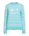 Mc2 Saint Barth Woman Sweater Turquoise Size M Acrylic, Polyamide, Alpaca Wool In Blue
