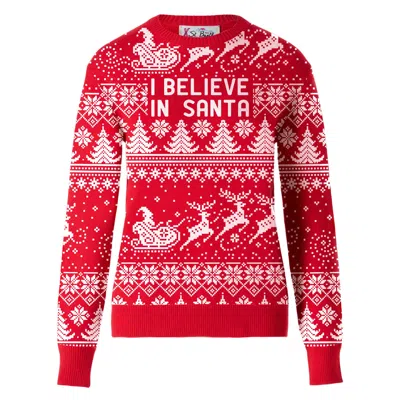 Mc2 Saint Barth Woman Sweater With I Believe In Santa Lettering