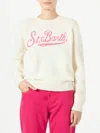 Mc2 Saint Barth Woman Sweater With Saint Barth Terry Logo In White