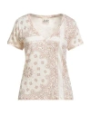 Mc2 Saint Barth Woman T-shirt Beige Size L Linen In Neutral