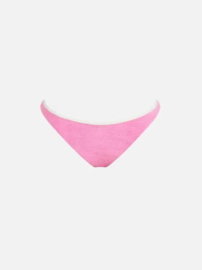 Mc2 Saint Barth Woman Terry Cheeky Swim Briefs Naomi With Piping In Pink
