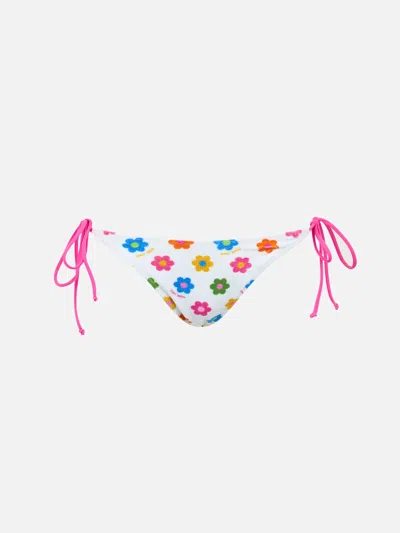 Mc2 Saint Barth Woman Terry Classic Swim Briefs Marielle With Daisy Print In Multicolor