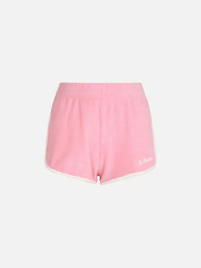 Mc2 Saint Barth Woman Terry Cotton Pull Up Shorts Francine In Pink