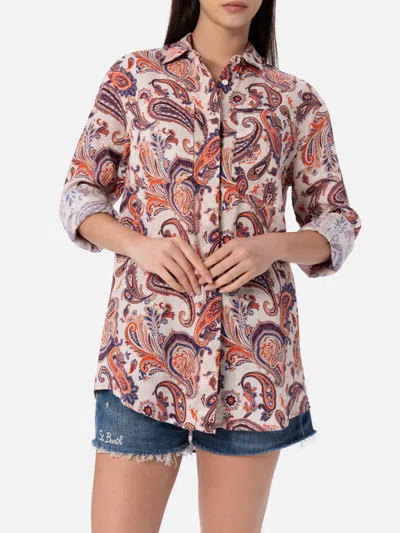 Mc2 Saint Barth Woman Texan Style Shirt Alodie With Pockets In White