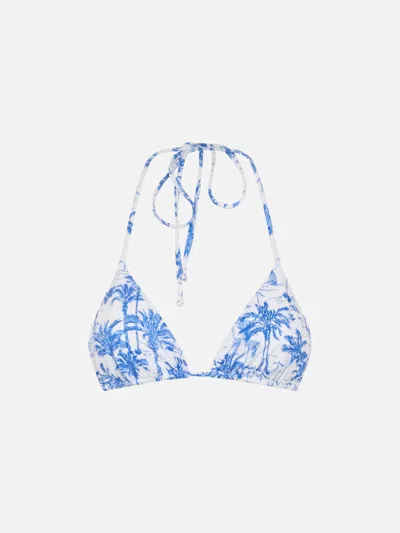 Mc2 Saint Barth Woman Toile De Jouy Triangle Top Swimsuit Leah In White
