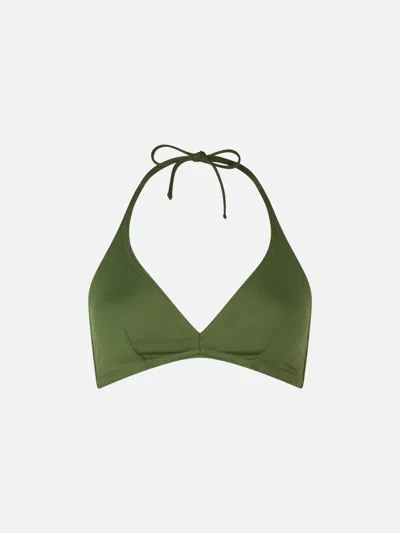 Mc2 Saint Barth Woman Triangle Bralette Military Top Gaia In Green