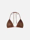 Mc2 Saint Barth Woman Triangle Top Swimsuit Annabelle With Rhinestones In Brown