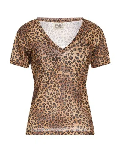 Mc2 Saint Barth Woman T-shirt Brown Size L Linen