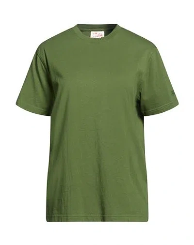 Mc2 Saint Barth Woman T-shirt Military Green Size S Cotton