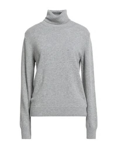 Mc2 Saint Barth Woman Turtleneck Light Grey Size L Polyamide, Wool, Viscose, Cashmere In Gray