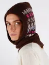 Mc2 Saint Barth Woman Ultra Soft Brown Balaclava With Icelandic Pattern In Brown
