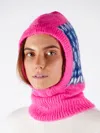 Mc2 Saint Barth Woman Ultra Soft Fluo Pink Balaclava With Icelandic Pattern In Pink