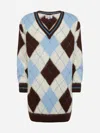 Mc2 Saint Barth Woman Ultra Soft Knit Dress With Argyle Jacquard In Multicolor
