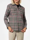 Mc2 Saint Barth Woman Velvet Overshirt With Prince Of Wales Print In Black
