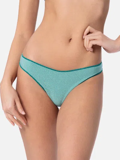 Mc2 Saint Barth Woman Water Green Lurex Cheeky Swim Briefs Naomi