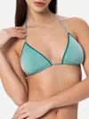 Mc2 Saint Barth Woman Water Green Lurex Triangle Top Swimsuit Leah In Green
