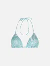 Mc2 Saint Barth Woman Water Green Paisley Triangle Top Swimsuit Leah In Verde Acqua